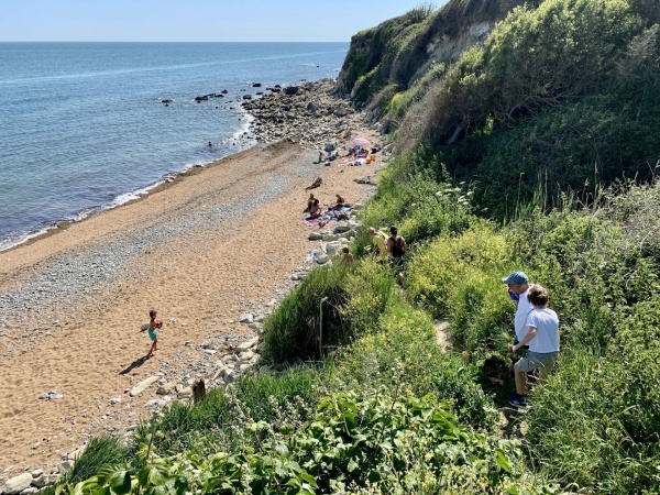15 minutes walk west along the cliff tops